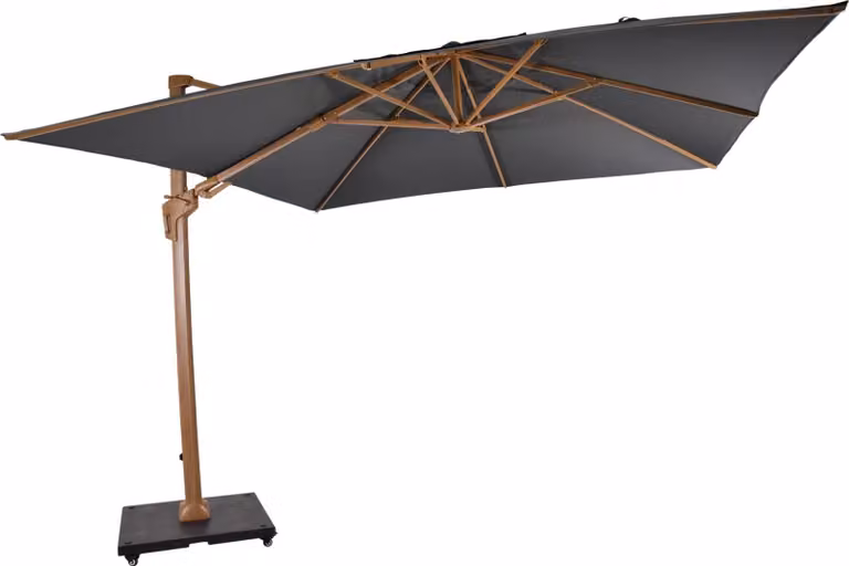 Ombrellone Ampel - 3x3m - look legno grigio - UV50+ - senza fronzoli - struttura in alluminio