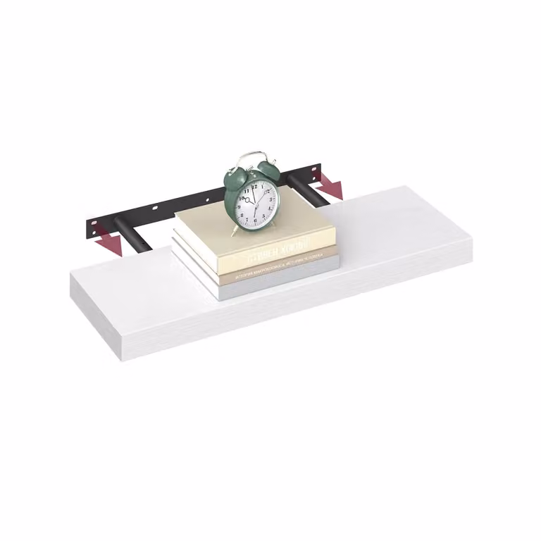 Mensola da muro per foto e decorazioni elegante, Bianco Nuvola / 20P x 60l x 3,8H cm