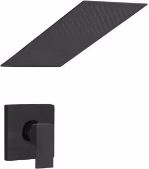 Set doccia incasso INBAGNO Kubo nero opaco con soffione a sbalzo slim 25x52 cm – 1