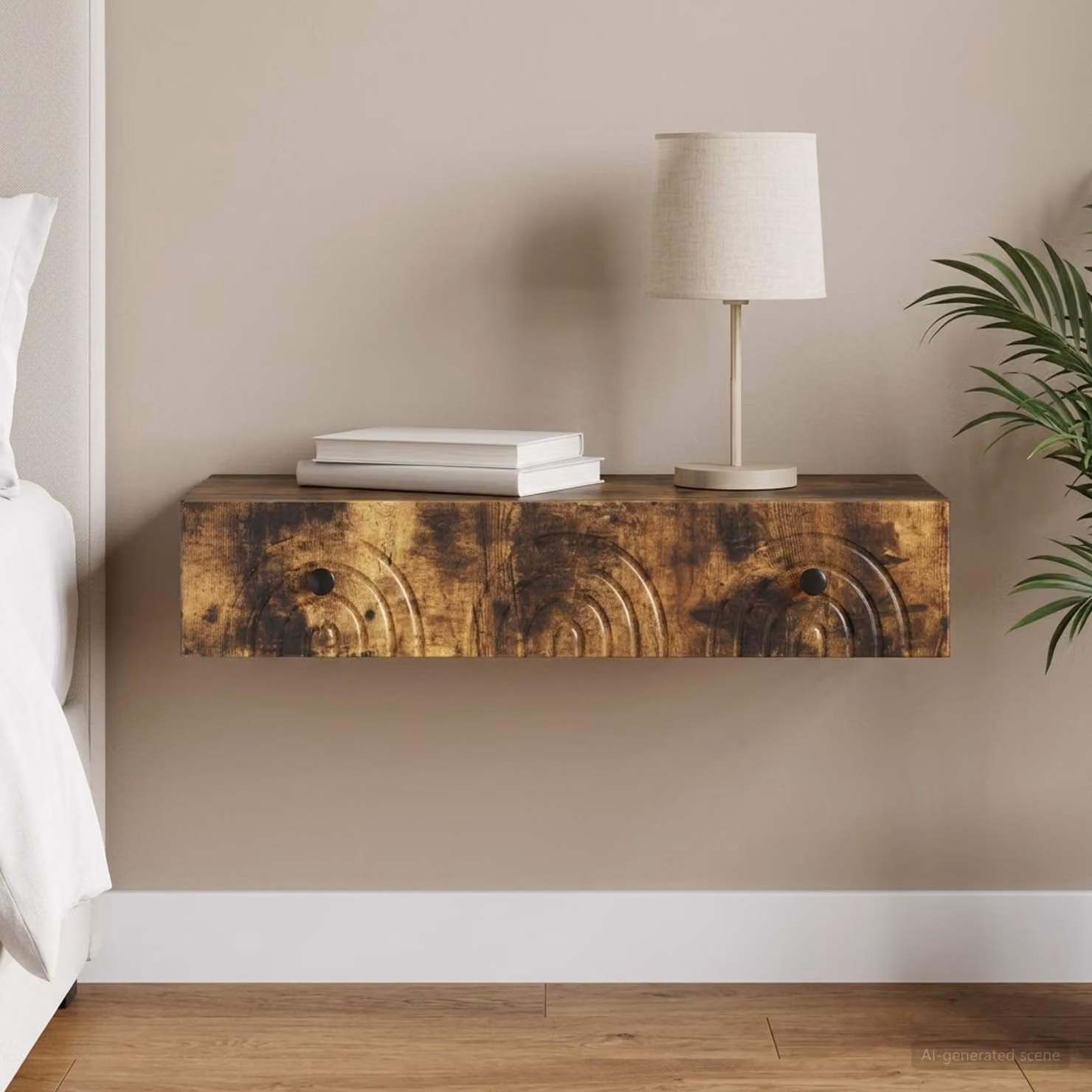 vidaXL Tavolino da Parete Laterale Moderno in Rovere Fumo, L 87,5 x P 34,5 x H 17 cm