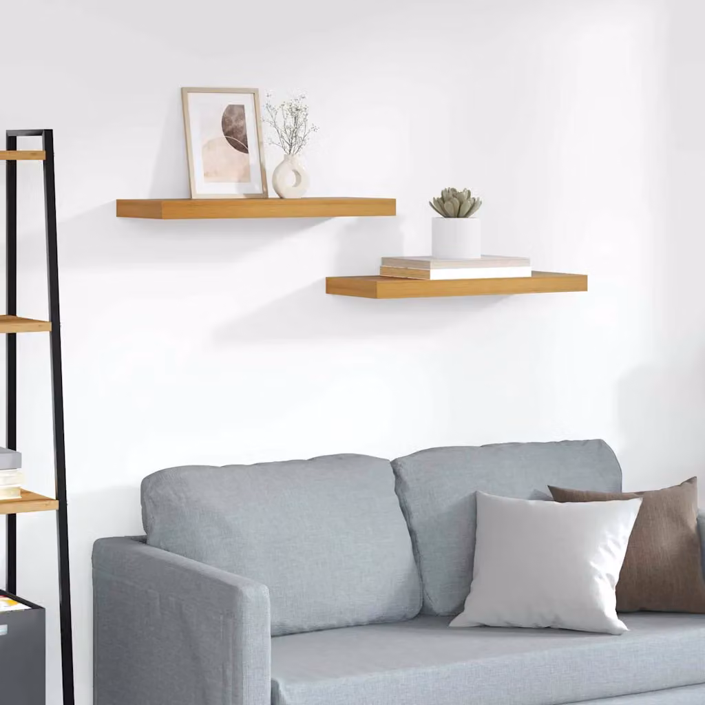 Set di 2 Scaffali da parete vidaXL in legno Marrone L: 60 cm, P: 23 cm, H: 3,8 cm
