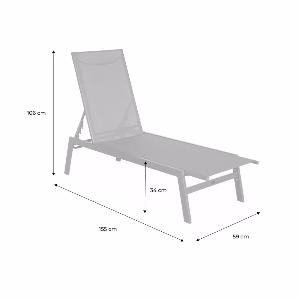 Set di 2 lettini prendisole Sweeek in acciaio verniciato grigio con poggiatesta regolabile e tessuto textilene per giardino e terrazza – 2