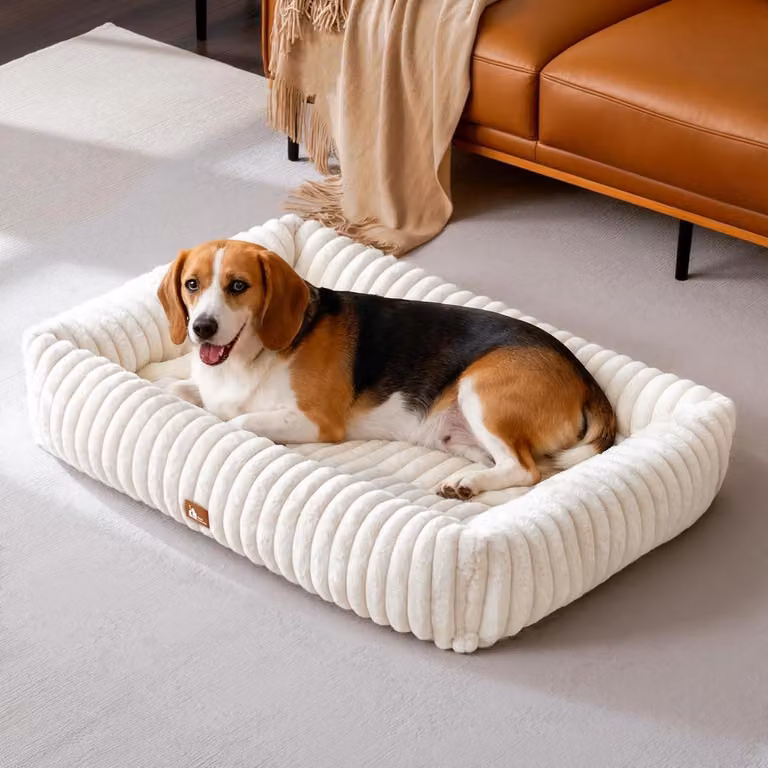 Cuccia per cani, divano a 4 lati, colore beige, dimensioni 92 x 69 x 20 cm