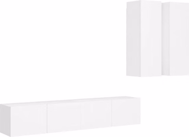 Set Mobili Porta TV 4 pz | Armadietto TV | Mobile Porta TV Bianco in Legno Multistrato
