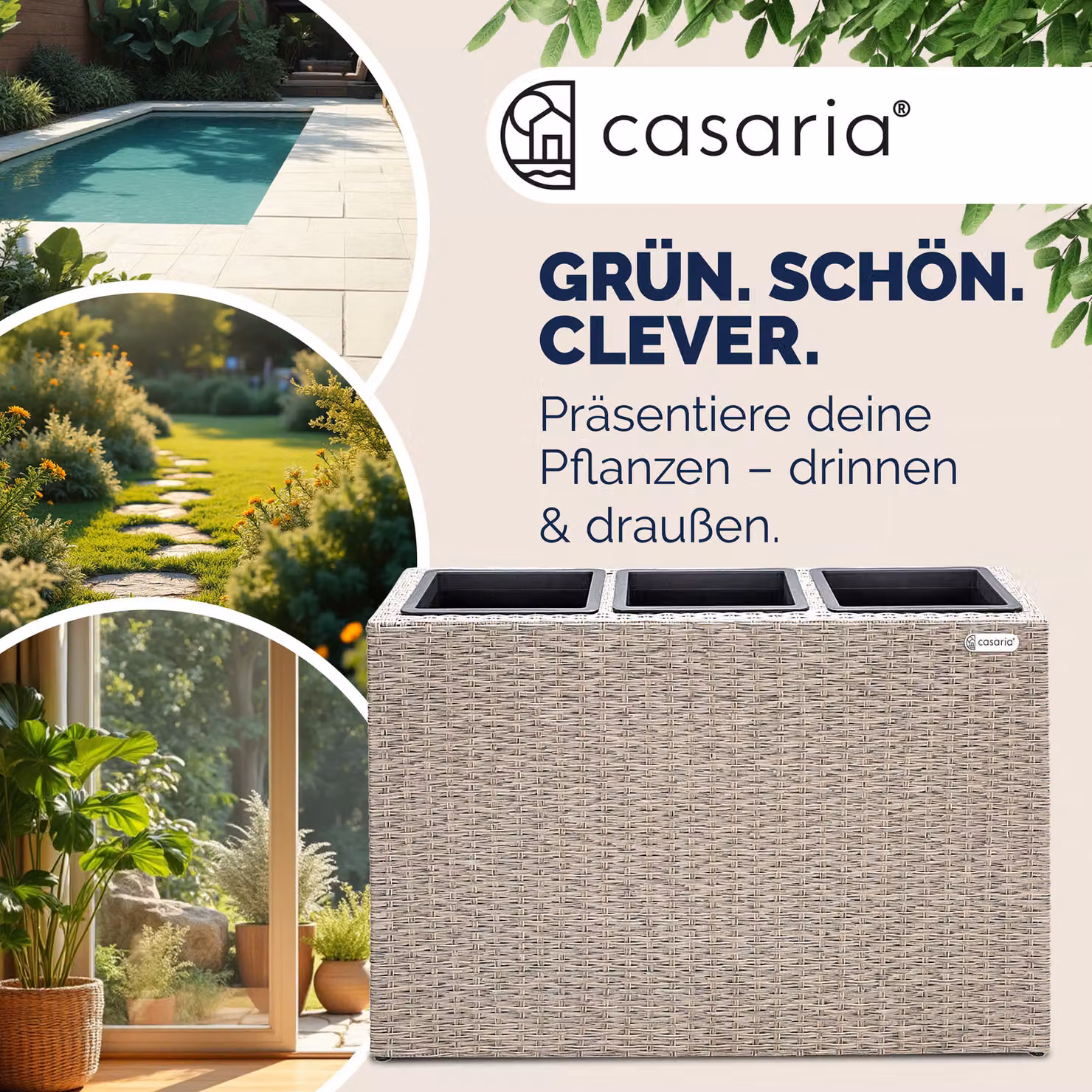 Vaso per piante Casaria beige L: 83 cm, P: 30,5 cm, H: 60 cm – 3