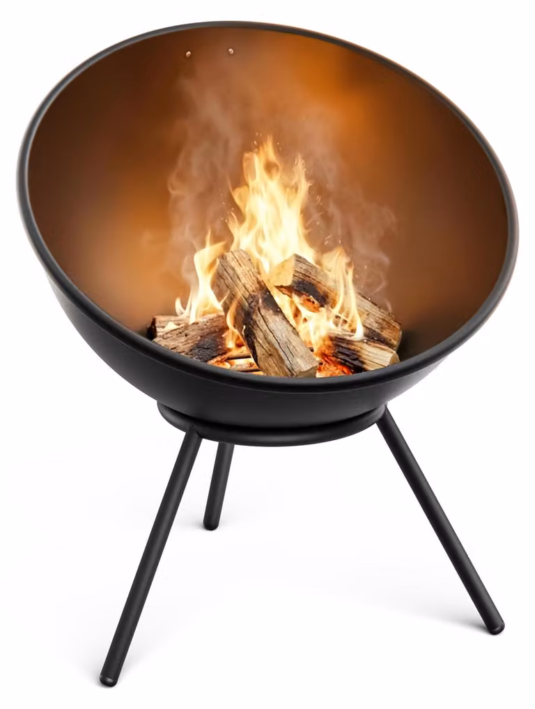Braciere rotondo - 40 cm - Nero - Acciaio legato - Cesto per il fuoco da esterno - Con design a doppia funzione e inclinabile