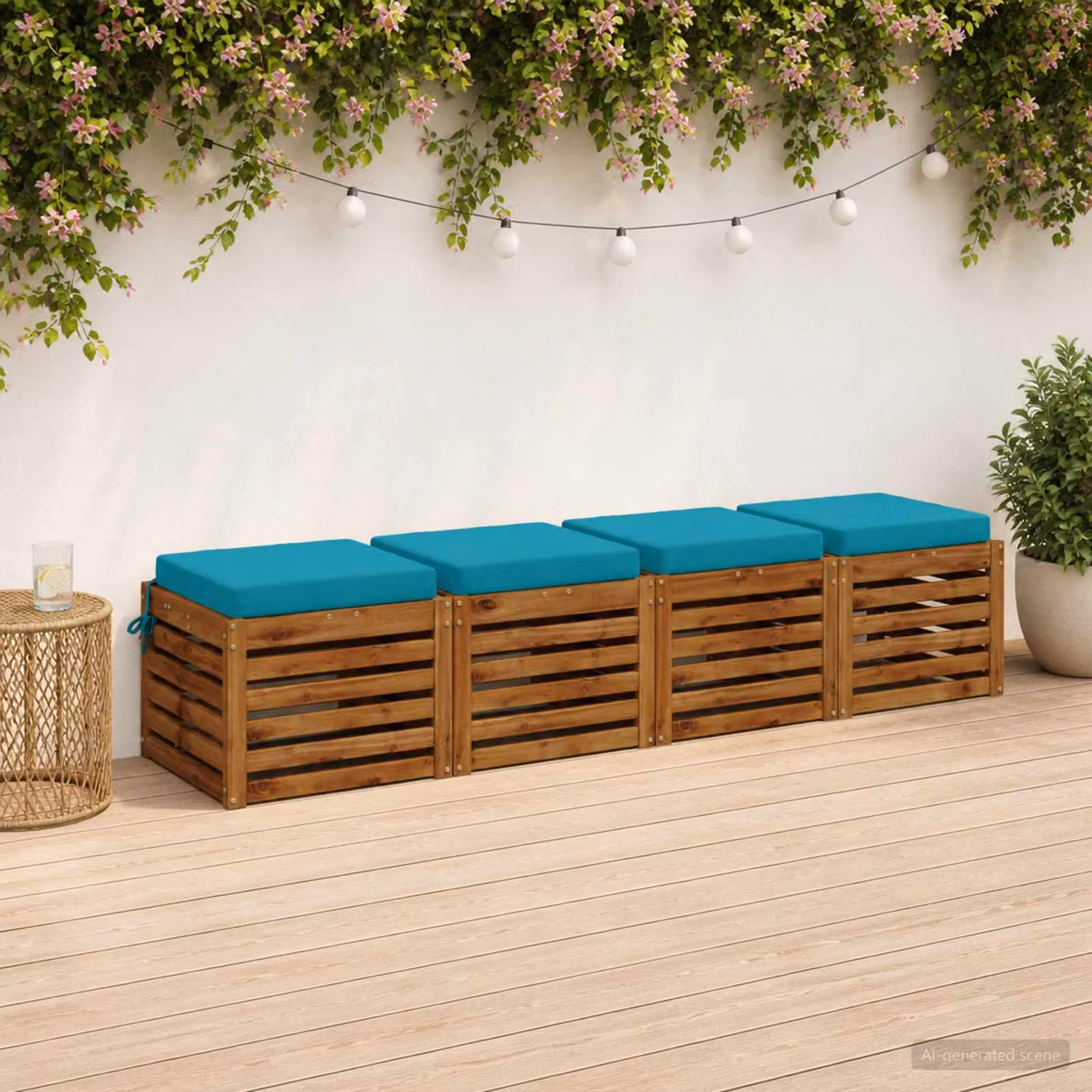 Set di 4 cuscini per sedia vidaXL in poliestere con imbottitura in schiuma, modello moderno, colore turchese e blu