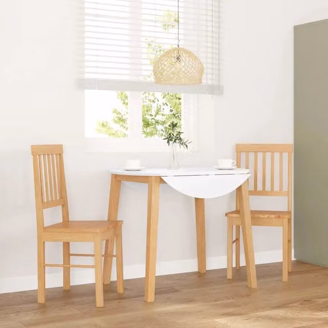 Set di 2 sedie da pranzo vidaXL in legno massello di Hevea, colore marrone e beige