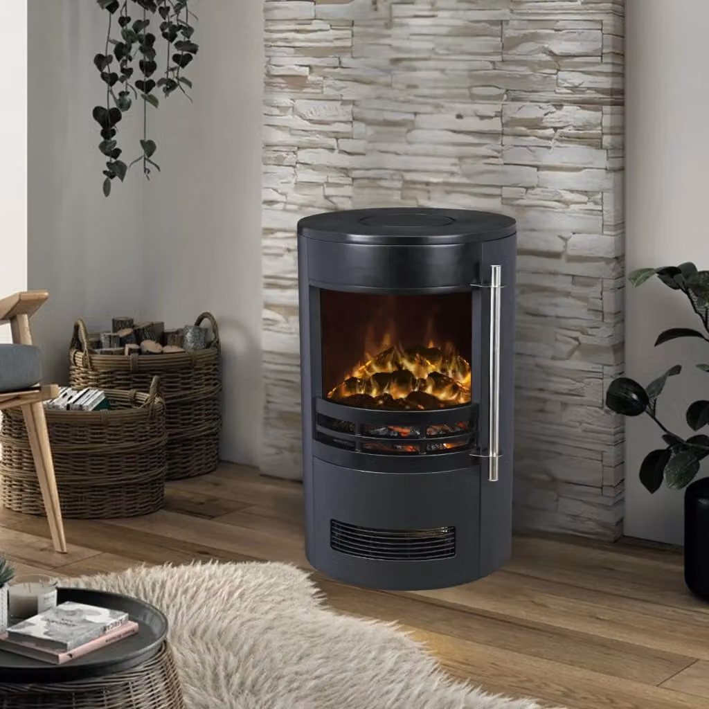 Caminetto Elettrico da Parete MOHOME Nero con Effetto Fuoco Realistico, Termostato Regolabile e 2 Livelli di Potenza – 2