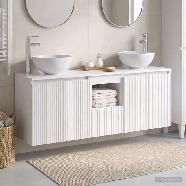 Set di Armadi da Bagno 3 pz Bianco Lucido 129 x 41 x 80 cm 3405631