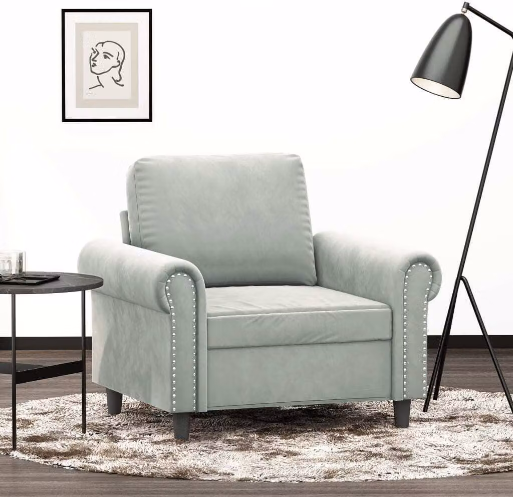 Maison Exclusive - Poltrona grigio chiaro 60 cm velluto