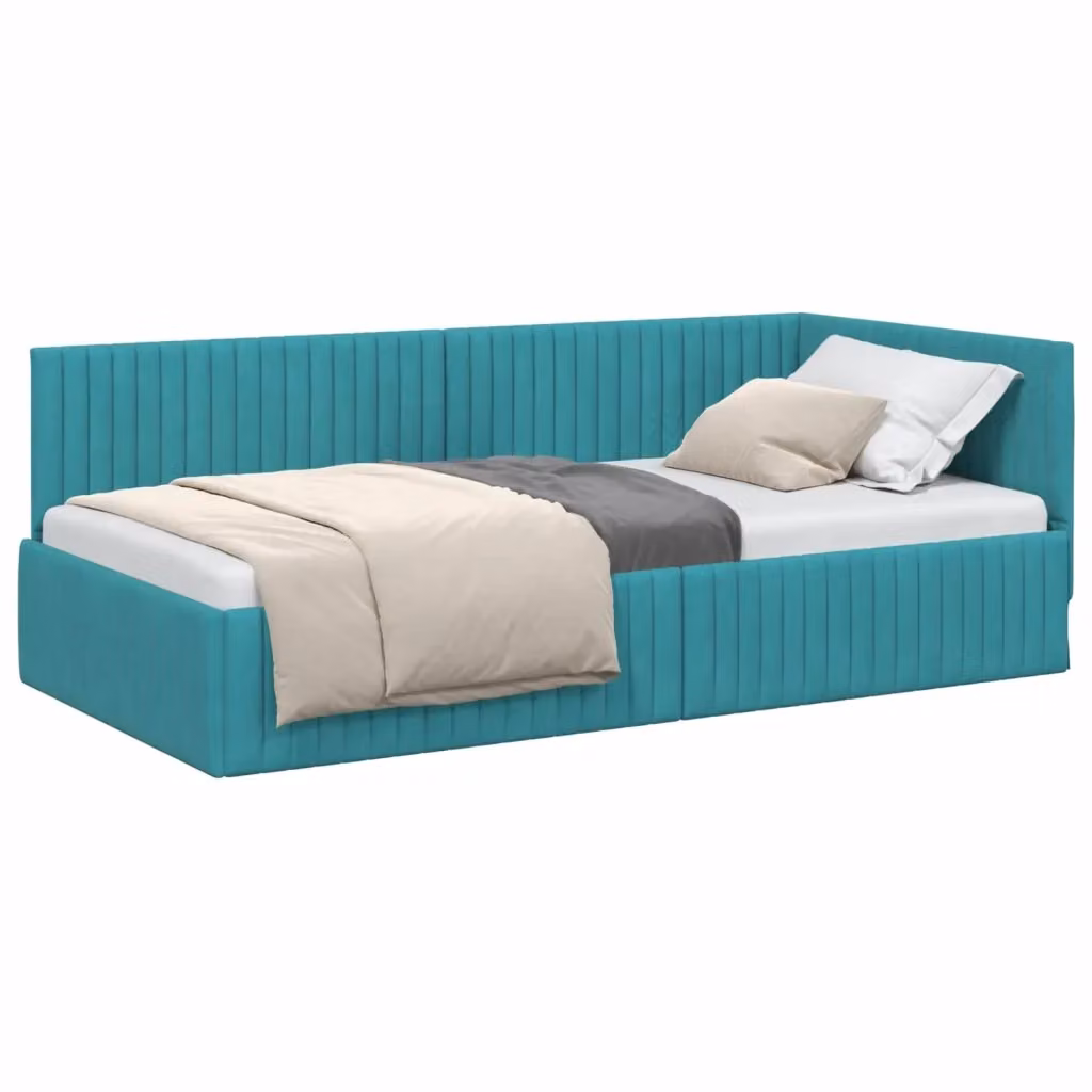 Letto ad angolo in velluto turchese vidaXL L/P: 100 x 200 cm – 2