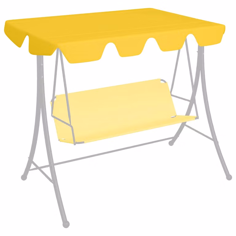 Baldacchino per dondolo da giardino vidaXL in poliestere rivestito in PVC, Giallo, L/P: 150 x 105 cm / 130 x 70 cm