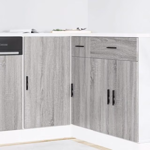 Mobile Base Lavello "Lyon"-Armadietto da bagno Grigio Sonoma in Legno Multistrato