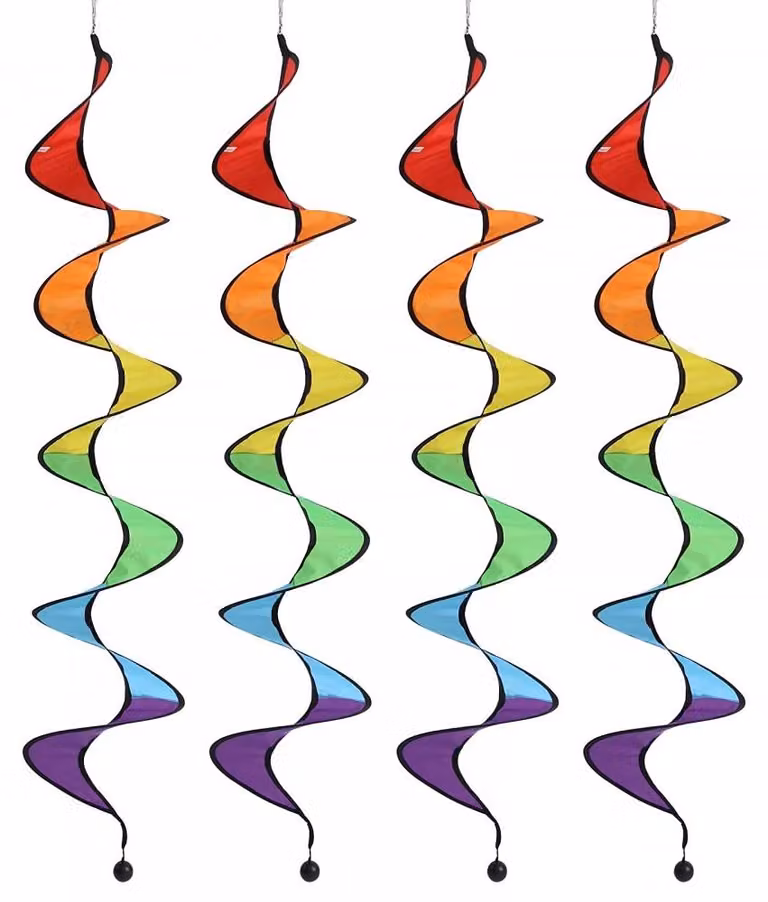 Set di 4 girandole a forma di arcobaleno, alte 110 cm, ideali per l'uso esterno