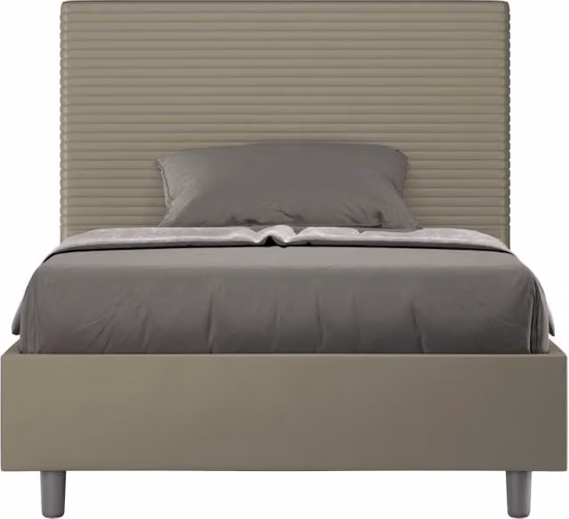 BS COM Letto una piazza e mezza senza rete imbottito 120x210 similpelle cappuccino