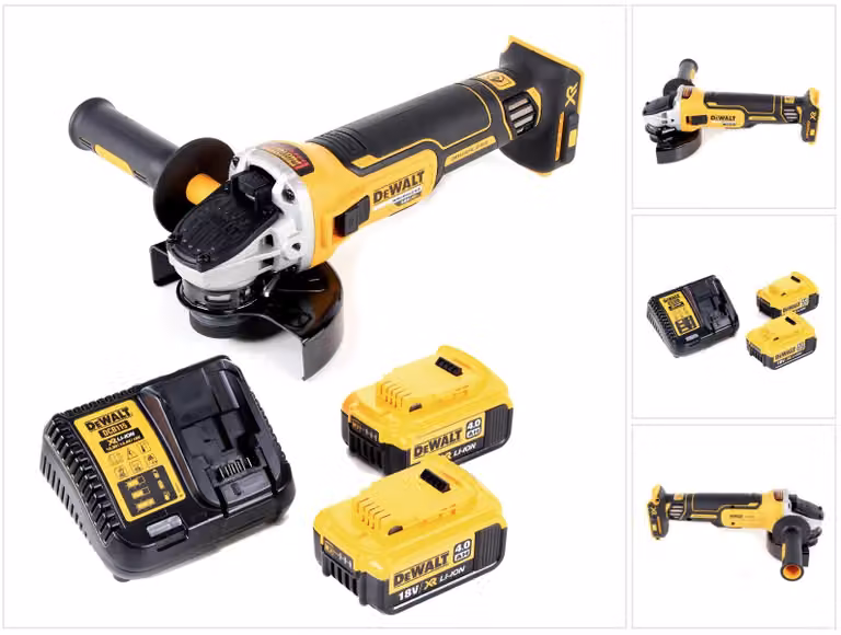 Smerigliatrice angolare a batteria DeWalt DCG 405 M2 18V 125mm brushless + 2x batteria 4.0Ah + caricabatterie