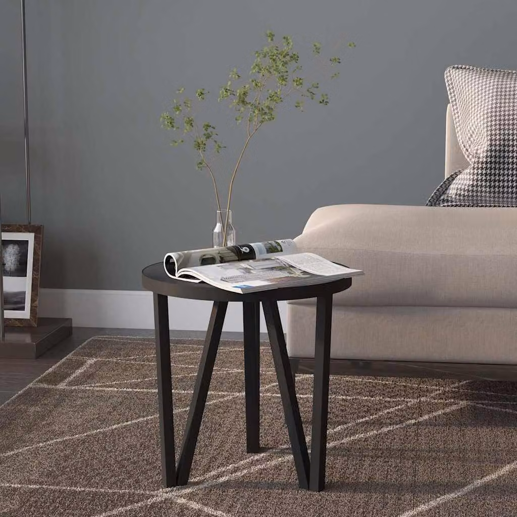 Tavolino rotondo nero vidaXL in MDF e metallo per soggiorno, Diametro: 35 cm