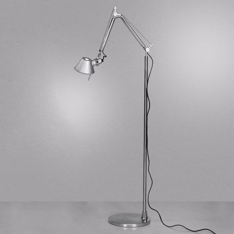 Artemide Lampada da terra a LED Tolomeo Micro, dimmerabile, Alluminio / Grigio / Zincato, Soggiorno / Sala da pranzo, Alluminio, Design, Lampada LED da terra