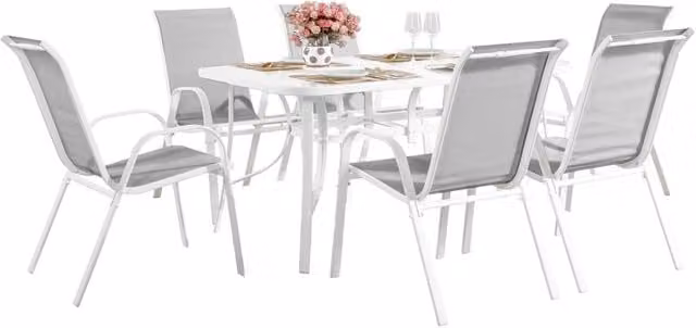 Salotto da giardino Cordoba Phoenix in textilene e metallo grigio con piano in vetro – 1