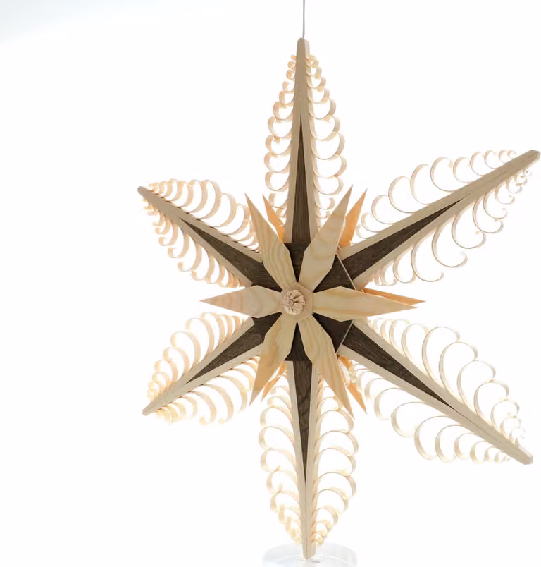 Ornamento per finestra stella campanula marrone el. centro illuminato con stella (entrambi i lati) LxHxP=54x54x6cm NUOVO