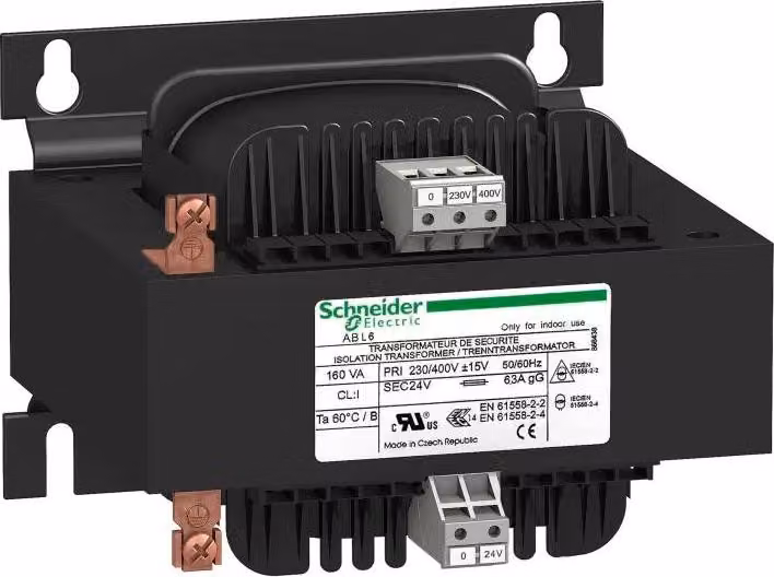 Trasformatore di sicurezza/isolamento Schneider Electric, Modicon ABL6, ingresso 230/400V CA, uscita 24V CA, 100VA ABL6TS10B