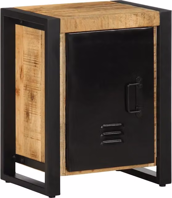 Comodini 2 pz-Set di 2 Tavolino da notte in Legno Massello di Mango Grezzo 364287