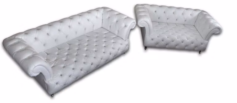 Design Chesterfield Sofagarnitur 3+2 Couch Leder Couch Polster Sofas Designer