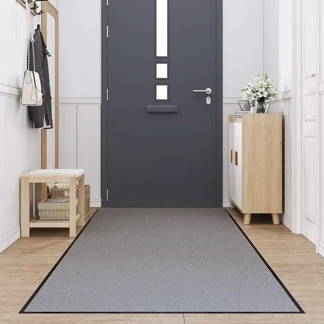 Zerbino moderno rettangolare grigio lavabile e antiscivolo L: 115 cm, P: 400 cm