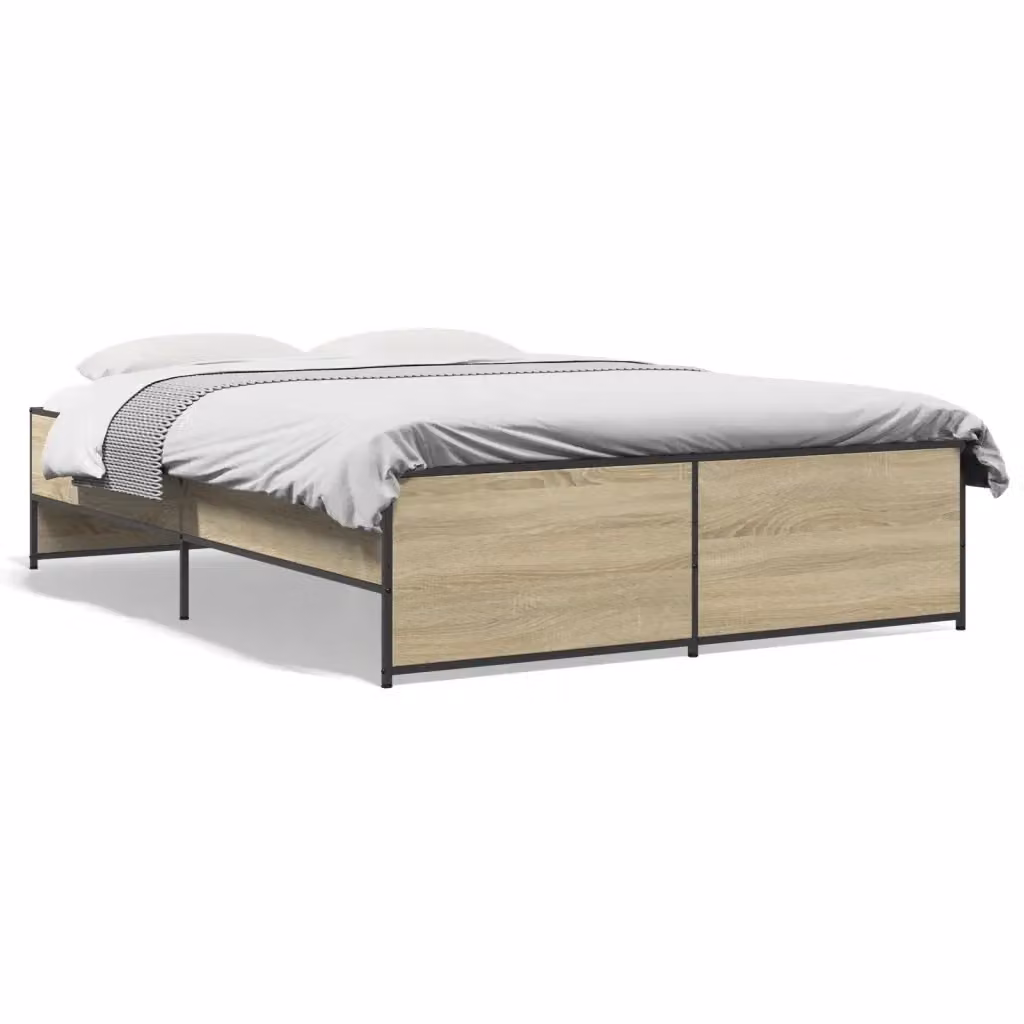 Giroletto vidaXL in Rovere Sonoma e Metallo con Doghe in Legno, L/P: 120 x 200 cm – 2