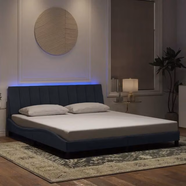 Letto Hanko vidaXL in velluto grigio scuro con illuminazione LED e porta USB, L/P: 180 x 200 cm
