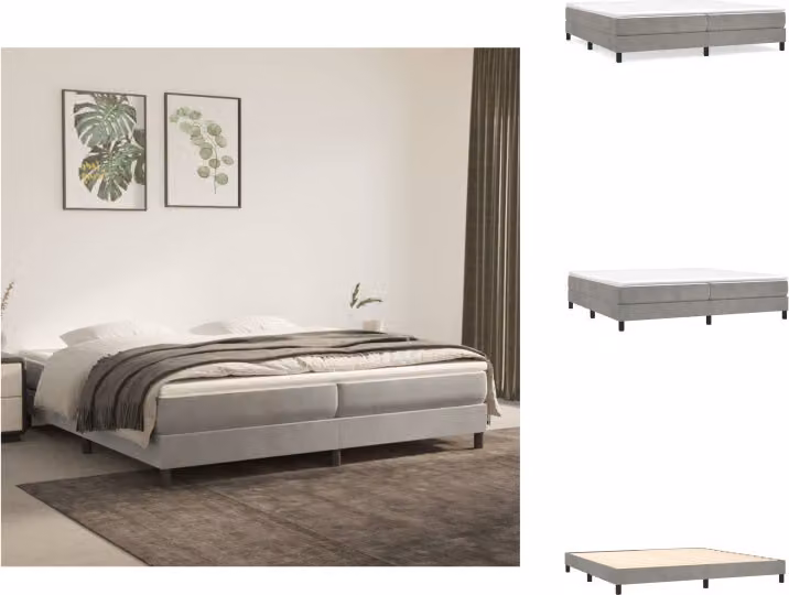 vidaXL Letto a molle con materasso grigio chiaro 200x200 cm in velluto - Letti e strutture letto