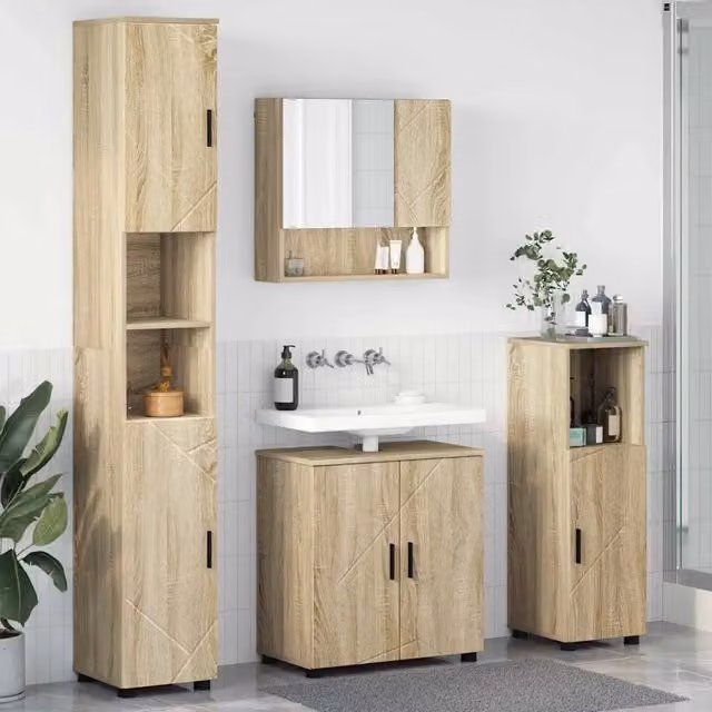 Set di mobili per il bagno 4 pz Rovere Sonoma 61 x 35 x 64 cm 3392965