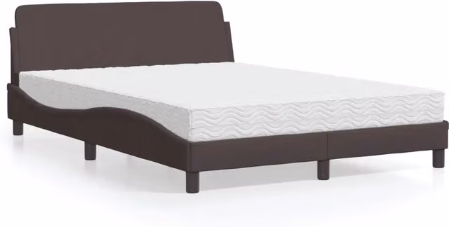 Letto con Materasso Dover vidaXL in Tessuto Marrone e Bianco L/P/H: 200 x 140 x 74,5 cm – 2
