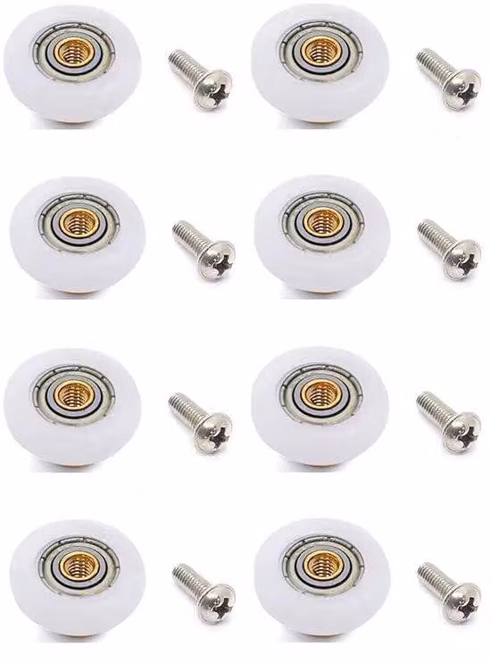 Ruota in acciaio inossidabile per porte doccia - diametro 19 mm - confezione da 8 pezzi - multifunzionale - di alta qualità - con viti incluse - per docce