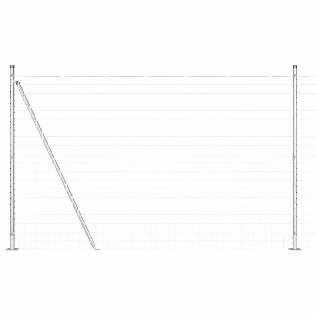 Recinzione da esterno vidaXL in acciaio galvanizzato argento con base per montaggio a superficie, L: 10 m, H: 1,6 m – 2