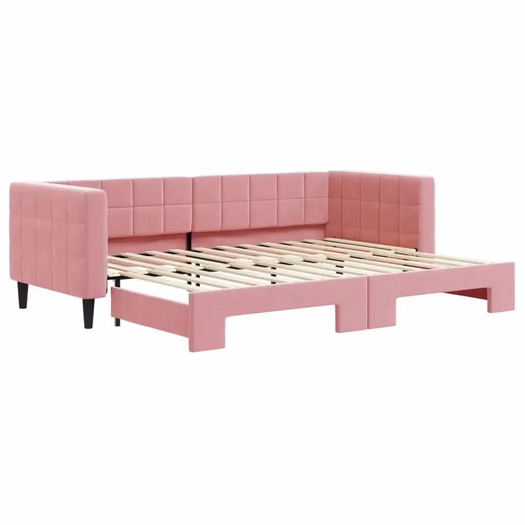 Divano Letto con Letto Estraibile vidaXL in Velluto Rosa per Soggiorno e Camera da Letto L/P/H: 223 x 80 x 68 cm – 2