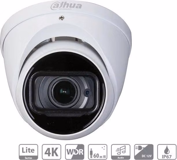 Telecamera Analogica Dome Dahua DH-HAC-HDW1801T-Z 4K 8MP con Ottica Varifocale Motorizzata 2.7-13.5mm, Colore Bianco, Certificazione IP67