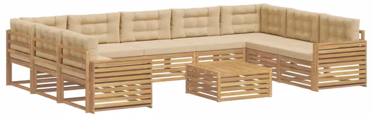 Set di divani da esterno, 10 pezzi, color beige