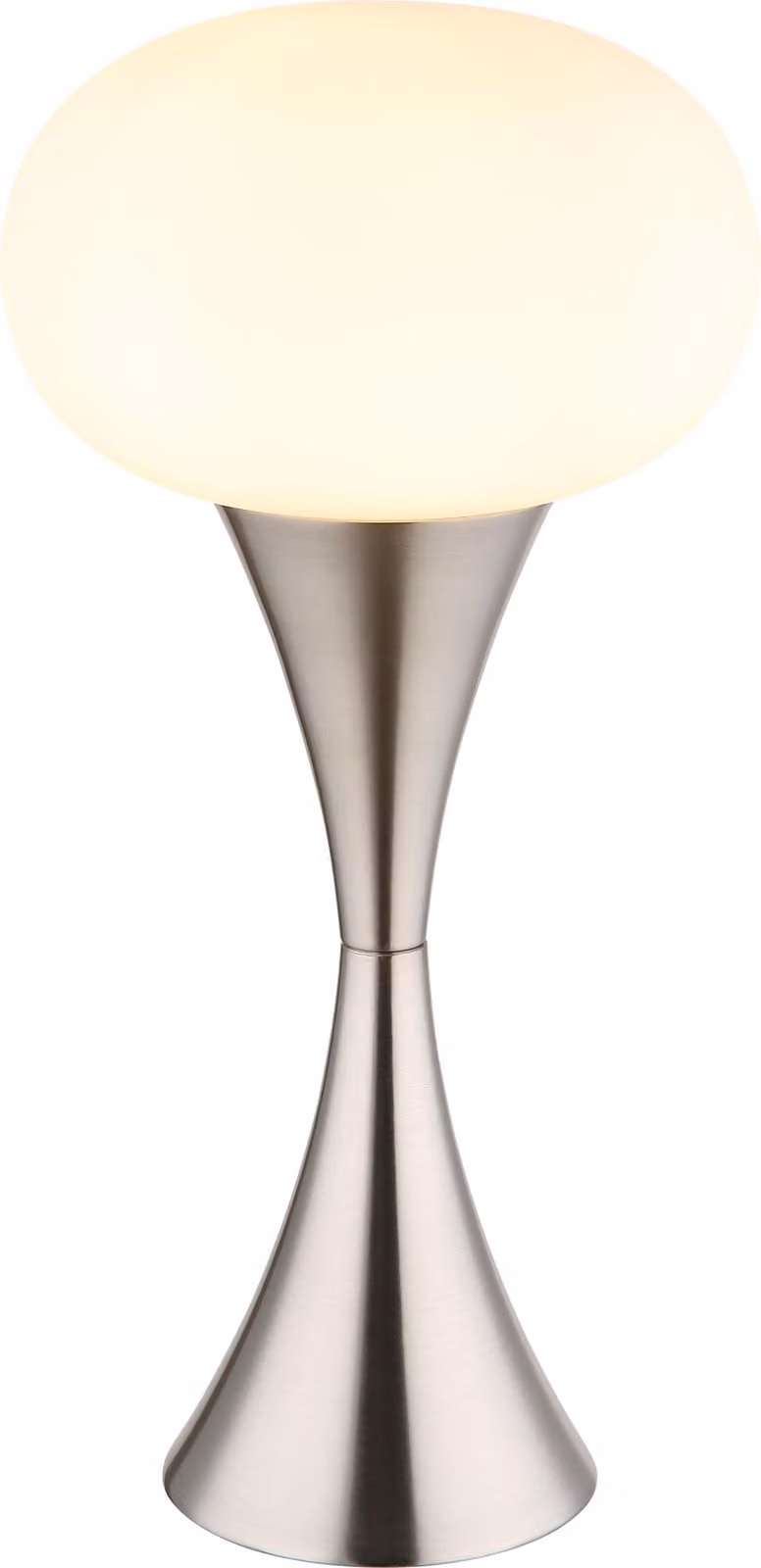 Lampada da tavolo, nichel opaco, vetro opalino, H 36,9 cm