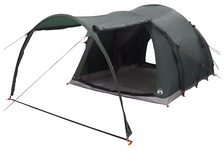 Tenda da campeggio a tunnel, colore verde militare, dimensioni 370 x 275 x 210 cm