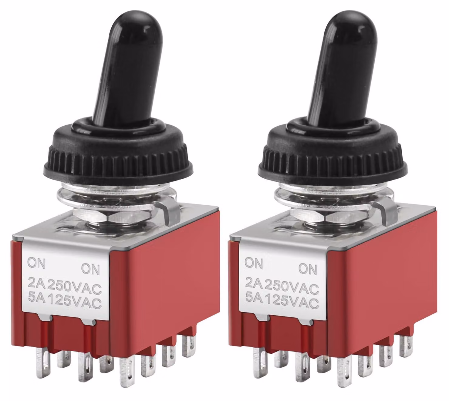 Interruttore a levetta miniaturizzato MTS-402, 4 poli, 2A 250VAC, confezione da 2 pezzi