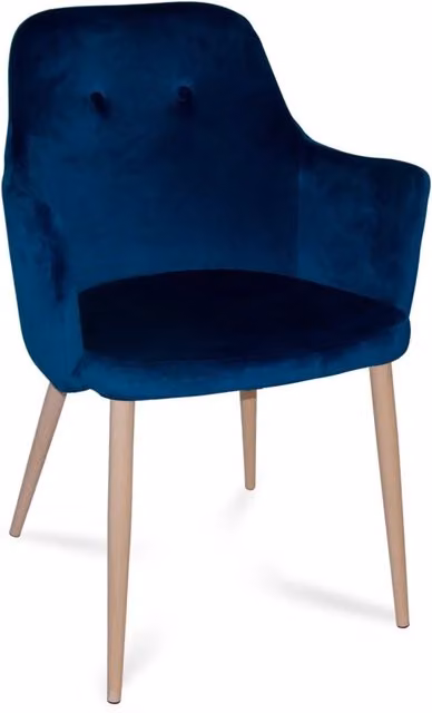 Poltrona Lounge Casa Thai S.L. in Velluto Blu con Struttura in Metallo e Braccioli