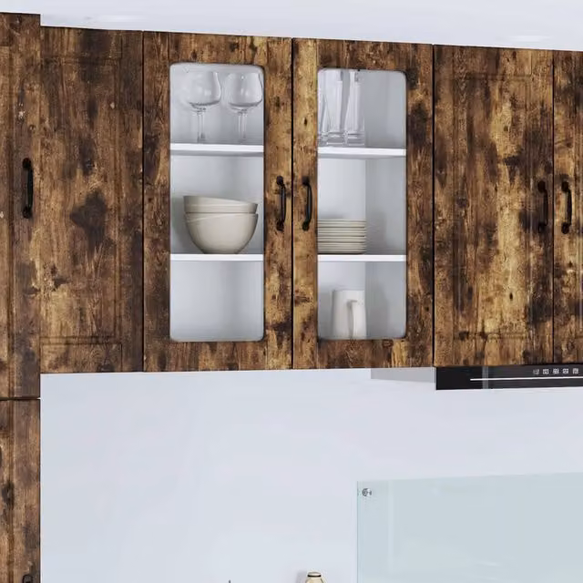 Pensile da cucina vidaXL in legno rovere fumè marrone con ante a battente e ripiani interni L 80 x P 31 x H 80 cm – 1