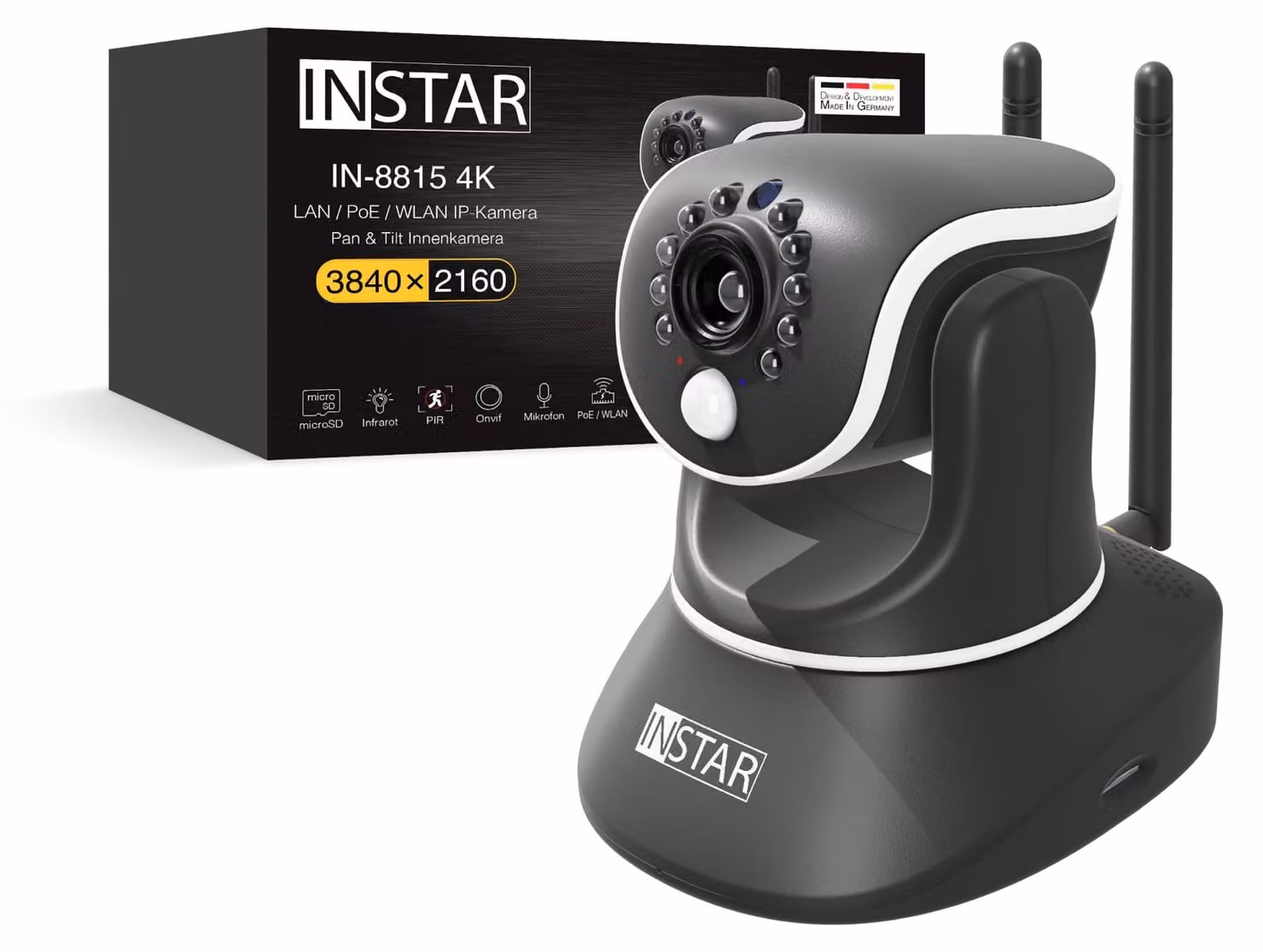 Telecamera interna PTZ 4K - Colore nero - 32 GB di memoria - Materiale plastico