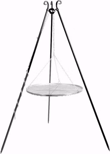 Barbecue Treppiede da 180 cm con griglia in acciaio inox da 60 cm