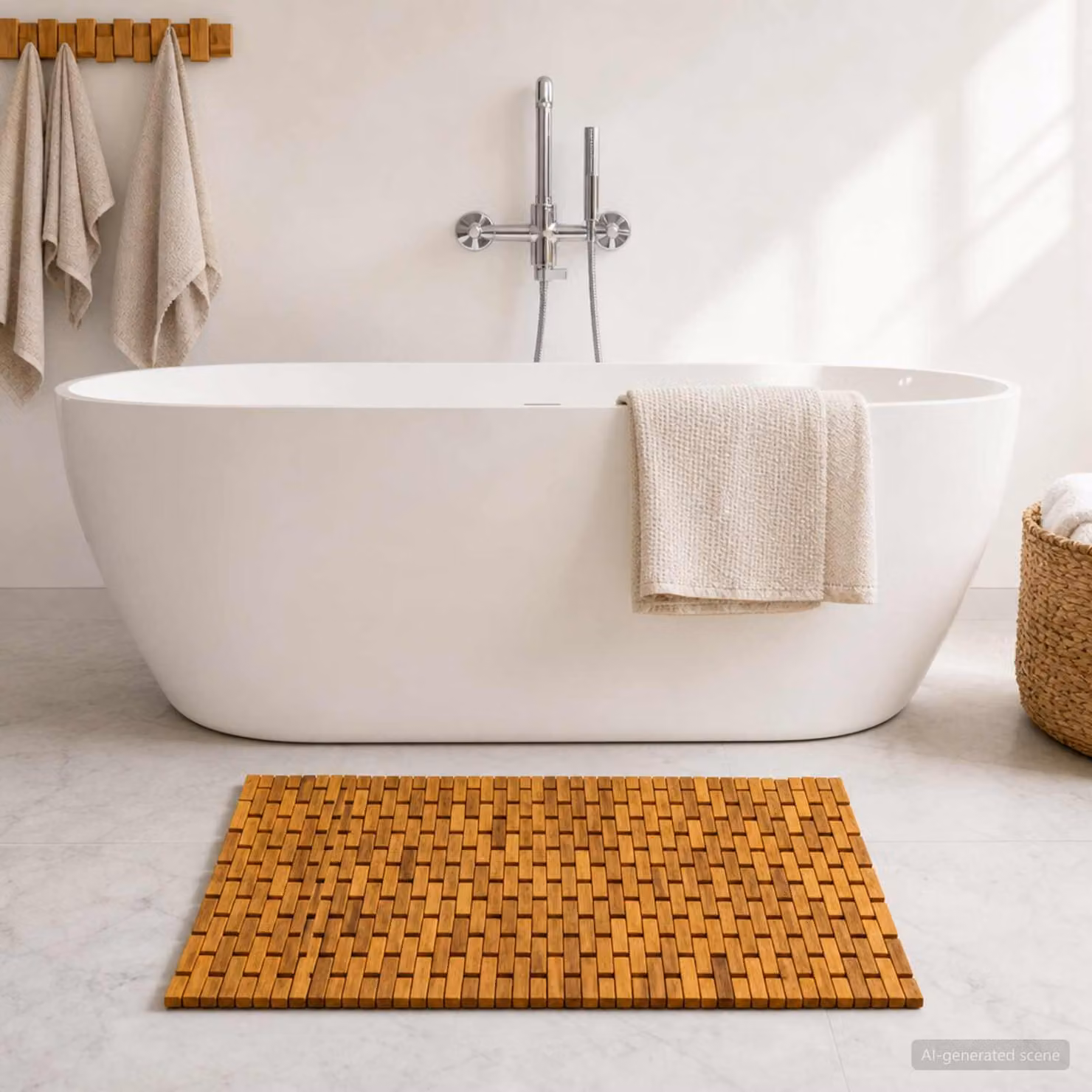 Tappetino da bagno naturale vidaXL colore marrone L: 100 cm x P: 65 cm