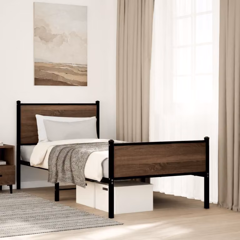 Giroletto in metallo vidaXL senza materasso, colore marrone, L 80 x P 200 cm