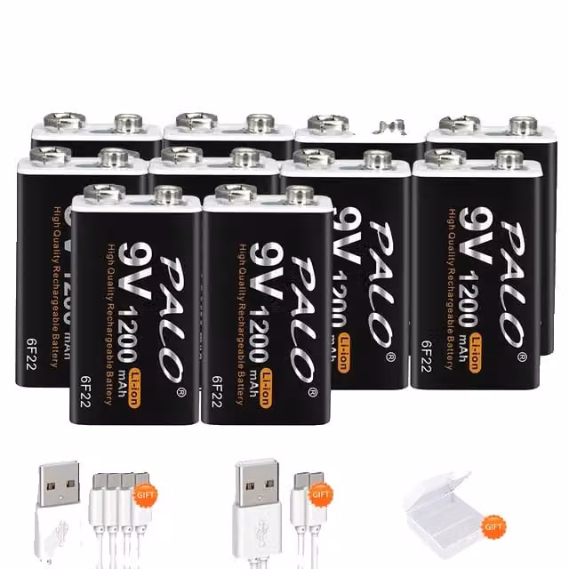 Batteria ricaricabile da 9 V, capacità 1200 mAh, ricarica USB, 9 V, confezione da 10 batterie da 9 V