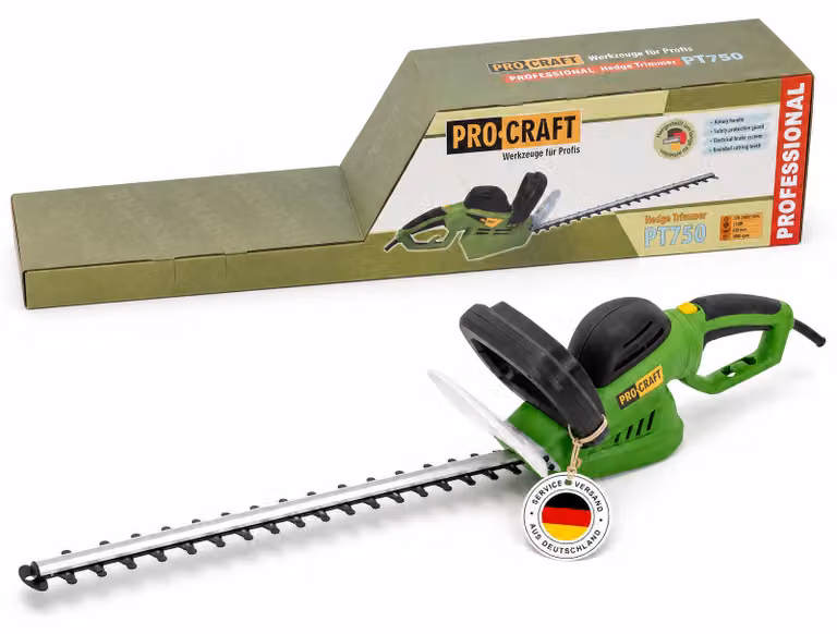 Tagliasiepi Procraft PT750 da 750 Watt, lunghezza di taglio 610 mm, spessore di taglio 24 mm